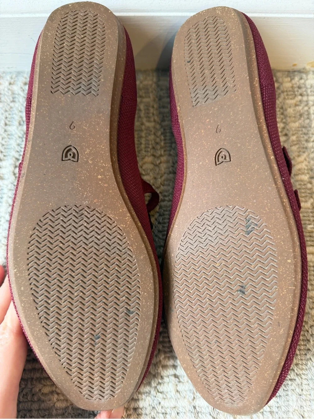 Rothy's Burgundy Double-Strap Knit Flats - Picture 2 of 3